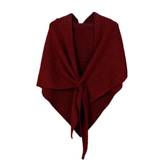 RYRJJ Shawl Wraps for Women Dressy Fall Winter Knitted Shawls and Wraps Cardigan Cape Warm Wool Shoulder Top Sweater Scarf(Wine,Free Size)