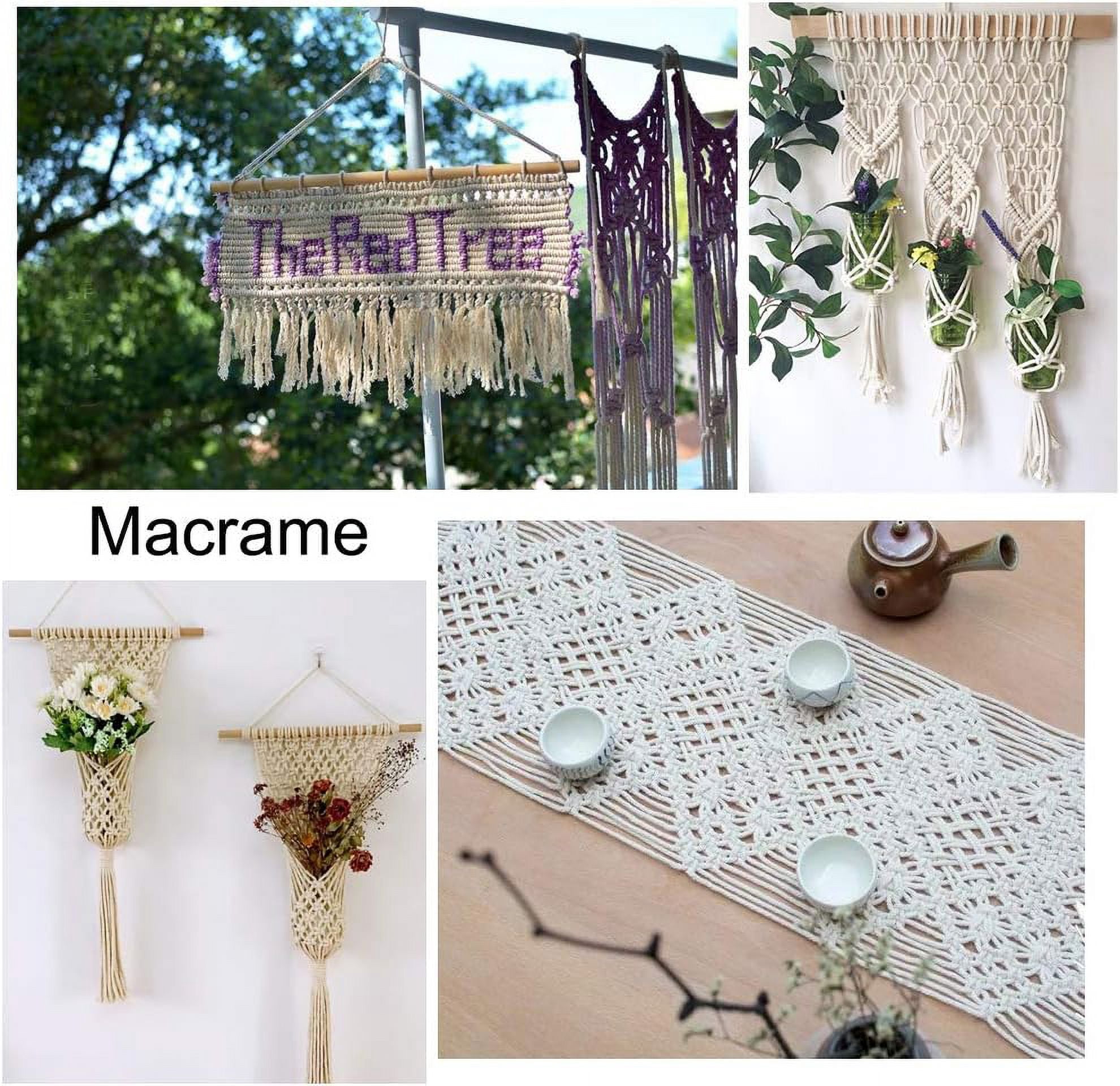 1Roll Macrame Cotton Cord Twisted Cotton Rope for Wall Hanging Plant Hangers Crafts and Wedding Decorations Floral White 4mm 120.29 yards(110m)/roll
