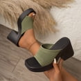 thumbnail image 4 of Heels for Women Mesh Band Squared Open Toe Platform Sandals Block Heel Slip on Mules Summer Casual Slides Green Size 8.5, 4 of 7