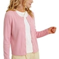 thumbnail image 2 of WAVSUF Girls Sweater Jacket Lightweight Long Sleeve Crew Neck Comfort Soft Fall Thin Style Cardigan Pink 3, 2 of 8