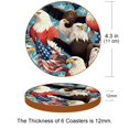 thumbnail image 3 of American Flag 6Pcs Round Coasters Set, Microfiber Leather Drink Coasters, 11x11 cm/4.3x4.3 in, Cup Mats for Home and Office, 3 of 6