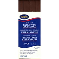 Wrights Double Fold Bias Tape 1/2"X3yd-Mocha