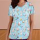 thumbnail image 4 of Tops Cortos para las Mujeres Casual Cuello en V Manga Corta Impresa Traje Protector de Bolsillo Top Tops de Pascua para las Mujeres, 4 of 6