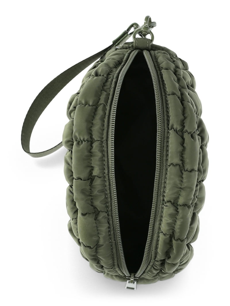 No Boundaries Women's Quilted Pouch Bag Charm, Olive