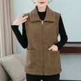 thumbnail image 4 of Fanxing Womens Polar Fleece Vests Winter Warm Fuzzy Sleeveless Zip Up Jackets Lapel Warm Sherpa Outwear with Pocket Brown XL, 4 of 4