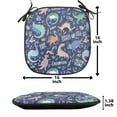 thumbnail image 5 of Dinosaur Chair Seating Cushion Set of 2, Cartoonish Abstract Extinct Animals She-rex Dino Girl, Seat Pads for Office with Anti-slip Backing, 16"x16", Dark Indigo and Multicolor, by Ambesonne, 5 of 7