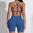 thumbnail image 5 of Hessimy Workout Sets for Women 2 Piece - Seamless Yoga Outfits Shorts and Padded Sports Bra Gym Athletic Clothing Set(Navy,L), 5 of 5