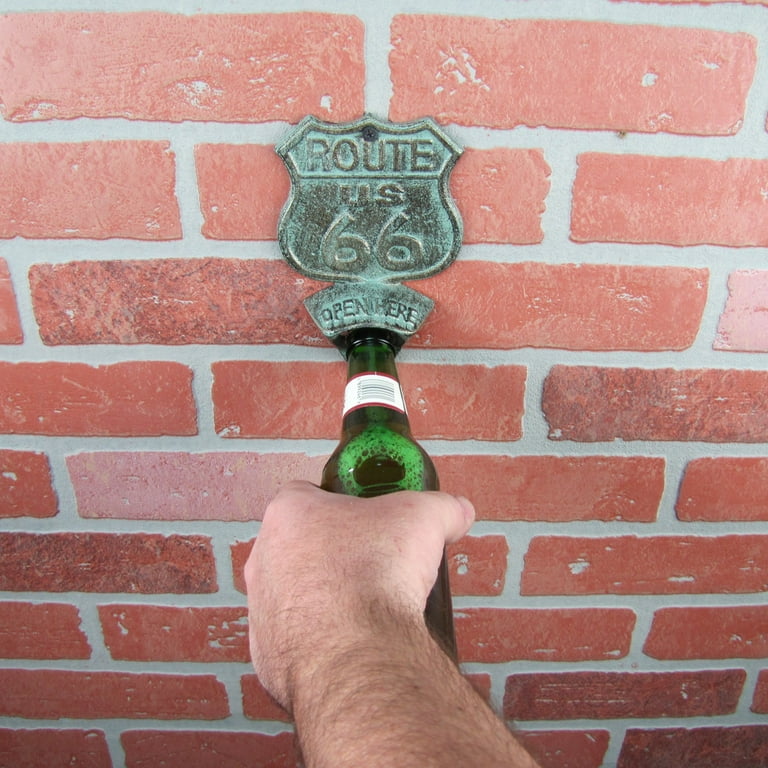 Metal US Route 66 Beer Soda Bottle Cap Opener Wall Mount Rustic Bar Pub Decor Metal US Route 66 Beer Soda Bottle Cap Opener Wall Mount Rustic Bar Pub Decor