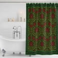 thumbnail image 3 of Vintage Red Roses Shower Curtain, Waterproof Shower Curtains for Bathroom, Green Abstract Art Floral Ethnic Washable Fabric Bathtub Curtain Set Bath Decor with 12 Hooks 48"x72", 3 of 8