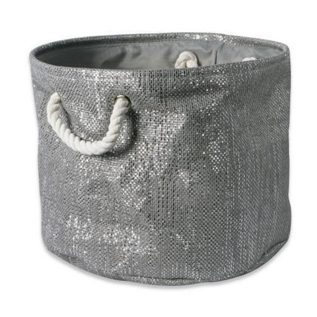 DII CAMZ36837S 13,75 x 13,75 x 12 Po Bac de Rangement Rond en Papier Lurex&44; Gris & Argent - Petit