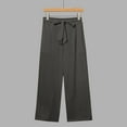 thumbnail image 5 of GEWSEY Plus Size Casual Pants for Women Cotton Linen Capris Summer 2025 Straight Wide Leg Loose Drawstring Elastic Waist Cropped Trouser (Grey, 4XL), 5 of 7