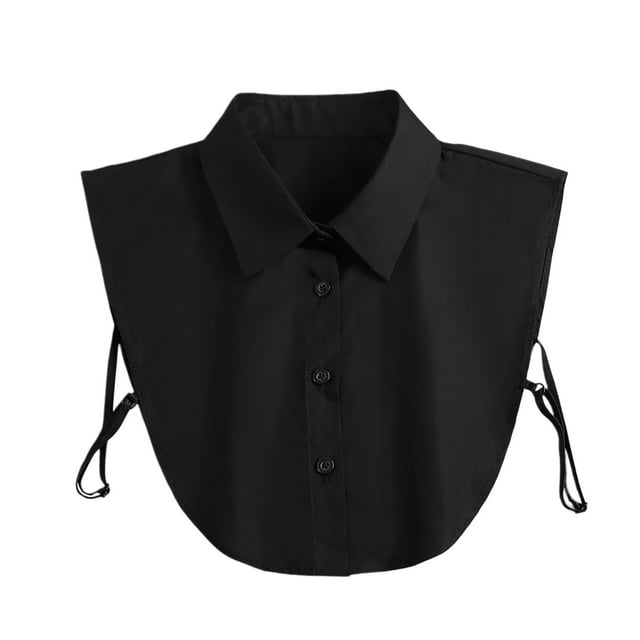 Veste Femme Chemise Courte Col Décoratif Col Rond Chemise Faux Col Col Détachable Noir Taille Unique