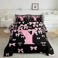 thumbnail image 2 of jejeloiu Monogrammed Y Bedding Comforter Set,Cute Bowknot Bowtie Twin Comforter Sets,Light Pink Black Bedding Set,Microfiber Room Decorative Reversible,2 Pieces, 2 of 8