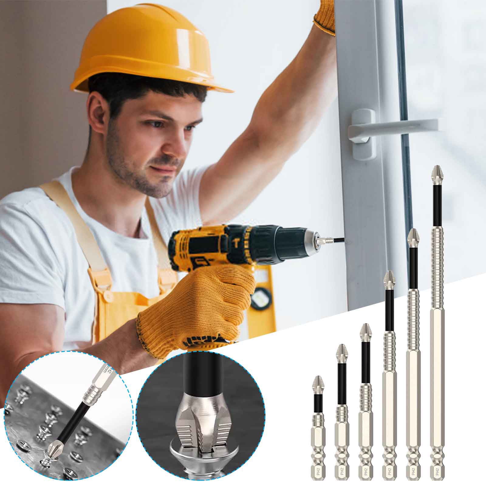 High-Magnetic Screwdriver Drill Bit Kit – 6Pcs Magnetic Tip Driver Bits for Power Drill Professional Fastening