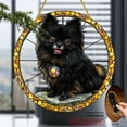 thumbnail image 7 of 2D Flat, 1pc Black Pomeranian Sun Catcher - 8x8 Acrylic Hanging Decoration with Vibrant Floral Wreath, Art Deco Animal Theme Wall Art for Living Room, Window, Farmhouse, Office, Patio, 7 of 7