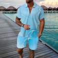 thumbnail image 2 of HBFAGFB Sweat Suits for Men 2 Piece Gradient Quarter Zip Pullover Men Tops Trendy Shorts Light Blue Size M, 2 of 4