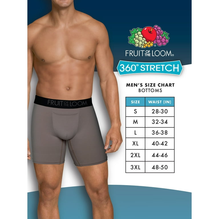 Fruit of the Loom Men's 360 Stretch Cooling Channels Boxer Briefs, 6 Pack
