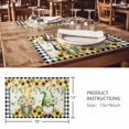 thumbnail image 3 of Placemats Set of 6, Sunflower Gnomes Woven Placemat, Linen Place Mats for Kitchen/Dining Tables, Spring Farmhouse Vintage Daisy Leaf Plaid Washable Table Mats for Party, 3 of 8