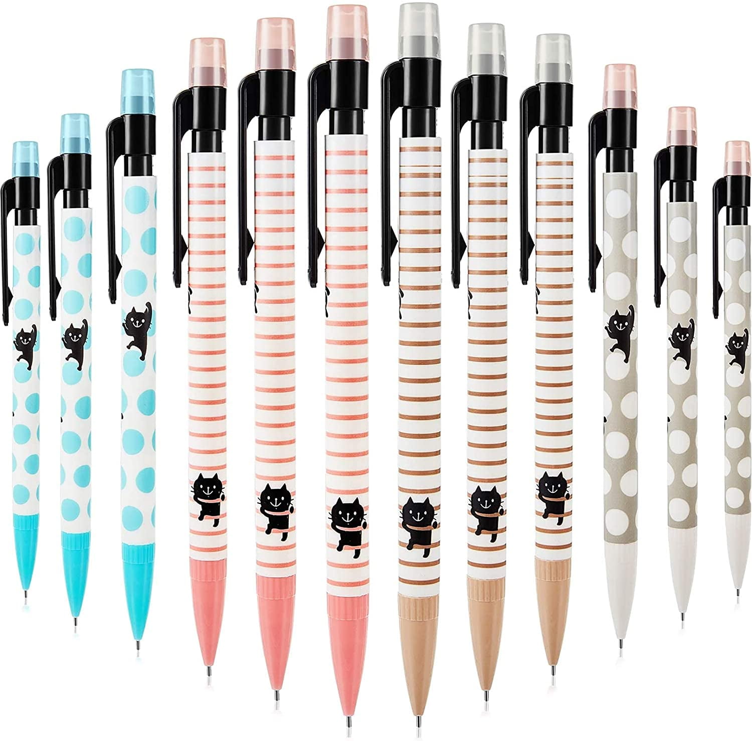 24 Pieces Cat Mechanical Pencils Cute Pencils Automatic Pencils with
