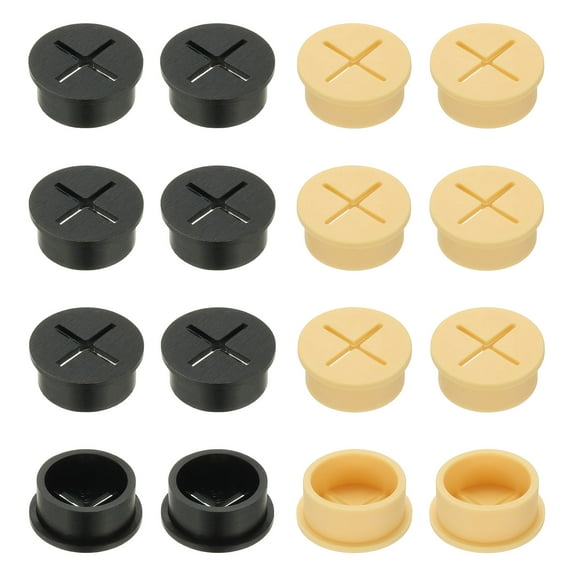 1 Inch Wire Rubber Grommets, 16Pcs Desk Grommet Cable Grommet Hole Cover Cord Organizer Cable Pass Through for Office Home Table Countertop, Black/Yellow