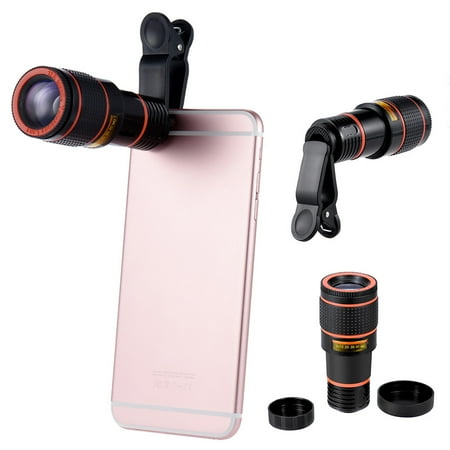 Htc Phone Camera Lense Cell phone Camera Lens 12X Zoom Telephoto Cellphone Lens with Clip For iPhone Samsung LG HTC iPad & Most Smartphones ()