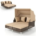 thumbnail image 1 of Costway Outdoor Rattan Double Daybed with  Retractable Canopy & Seat Back Cushions, 1 of 10