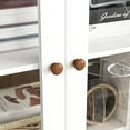thumbnail image 6 of ENYOPRO Display Storage Cabinet with Glass Doors and Adjustable Shelves, Tall Kitchen Pantry Cabinets, Freestanding Storage Cabinet with Brown Top for Bedroom, Living Room, Hallway, White+Brown, 6 of 8