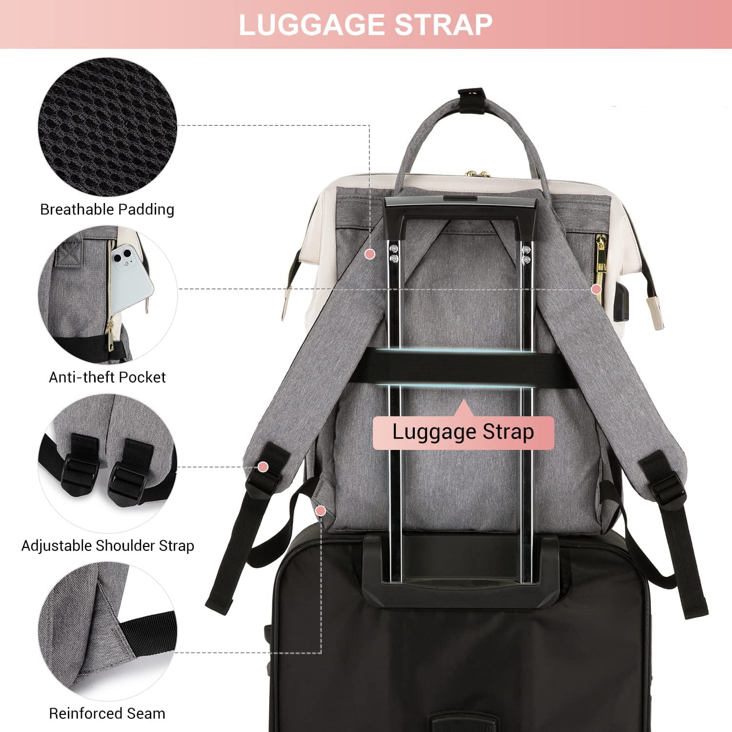 Lovevook Laptop Backpack for Women,17.3" Business Computer Bag Teacher Nurse Backpack Purse with Anti-Thief Pocket, Larger Waterproof Travel Bag College Backpack with USB Charging Port