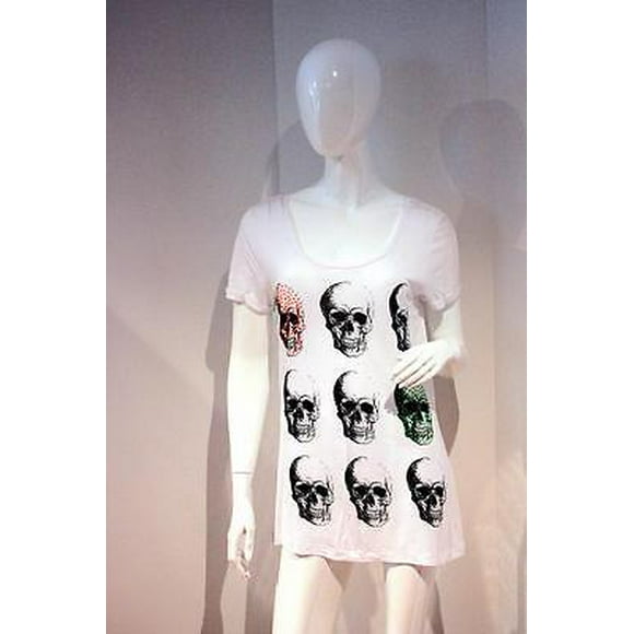 VERO MODA T-shirt Manches Courtes Manches Longues avec Manchette en Strass Multicolores