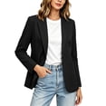thumbnail image 6 of IUYRTFE Women's Solid Color Long Sleeve Blazer with Button and Pockets Casual Lapel Collar Work Jacket, 6 of 8