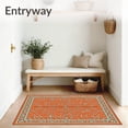 thumbnail image 3 of ODIKA 4'x6' Machine Washable Non-Slip Area Rug, Botanical Trellis Featuring Ornate Petals and Latticework Detailing High Traffic Rug, Orange, 573011, 3 of 7