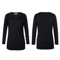 thumbnail image 4 of TEMOFON Women's Tops Black Long Sleeve Winter Comfortable Shirts Casual V Neck Tunic Tops Blouse with Side Buttons Decor Tee, 4 of 5
