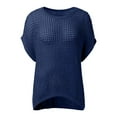 thumbnail image 7 of Fshinging T-Shirts For Women Summer Womens Summer Scoop Neck Short Sleeve Sweater Casual Crochet Hollow Out Knit Tops Pullover Shirts Women Clothes, 7 of 7