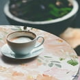 thumbnail image 3 of Ambesonne Floral Fitted Round Tablecloth, Soft Tones Flowers Leaves, 45"- 56" Diameter, Peach Lavender Blue and Green, 3 of 5