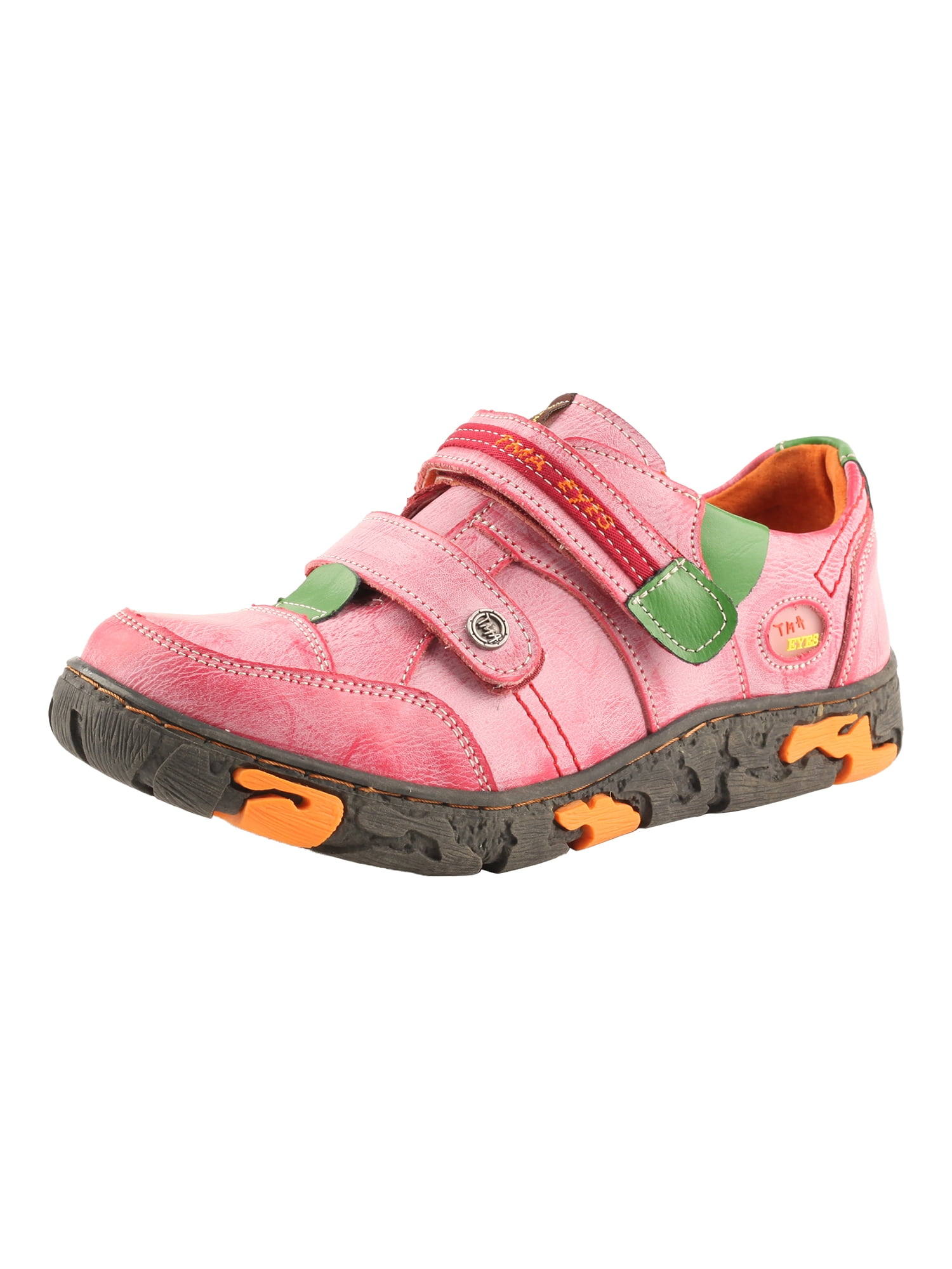 TMA EYES Women's Casual Slip-On Shoes - Hand-Stitched Leather With Breathable Holes & Hook/Loop Strap