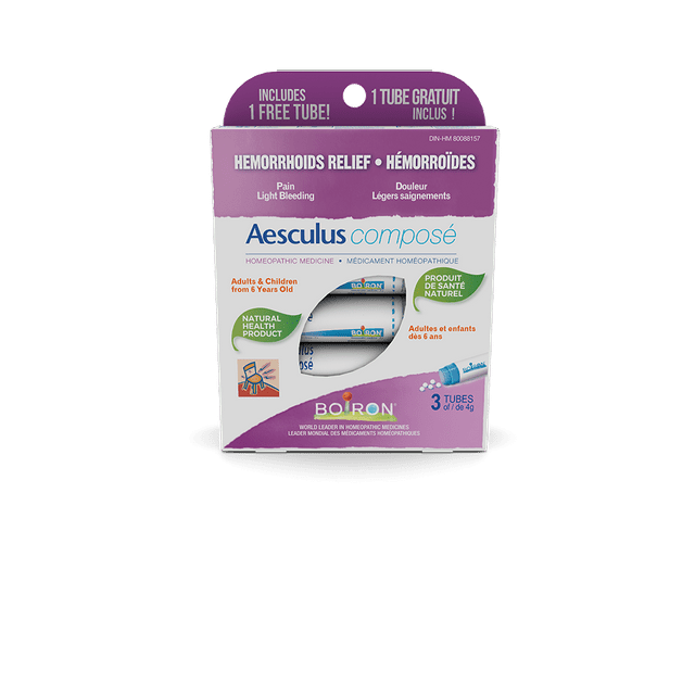 Boiron Aesculus Composé – Hemorrhoid Relief for Pain & Light Bleeding, 3 Tubes x 4 g