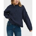 thumbnail image 3 of Casual Women Long Sleeve Sweater 2025 Fall Ribbed Knit Pullover Loose Crewneck Cable Sweater Jumper Tops, 3 of 6