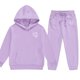 thumbnail image 4 of Sudadera con capucha larga con estampado pequeño en forma de corazón para niños y pantalones deportivos con lazo en las piernas, conjunto deportivo informal de dos piezas con forro polar para mayor ca, 4 of 4