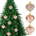 thumbnail image 2 of 6Pcs Multi Finish Heart Shaped Baubles - Glittering Hanging Heart Ornaments for Christmas Tree Decor and Festive Home Holiday Decoration, 2 of 6