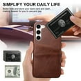 thumbnail image 2 of SaniMore Case for Samsung Galaxy S23 Plus 6.6" 2023, Card Slots [Up to 2] Wear-resistant PU Leather Skin Shockproof PC Backplane Anti-fall Slim Lightweight Shell for Samsung Galaxy S23 Plus, Brown, 2 of 5