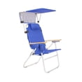 thumbnail image 4 of Heavy Duty Tall Beach Chair with Canopy Shade for Adults, 17" High Off Ground, 4-Position Reclining, Insulated Cooler & Storage Pouch, Bamboo-Finish Arms, 300 lb Capacity, 4 of 9