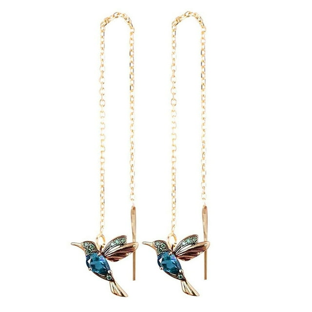 Pendientes De Colibrí Para Mujer, Pendientes De Enhebrador De Aleación, Pendientes Colgantes De Gota, Pendientes De Borla, Pendientes De Tuerca De Diamantes De Imitación 1 Par seitruly AP007009-01