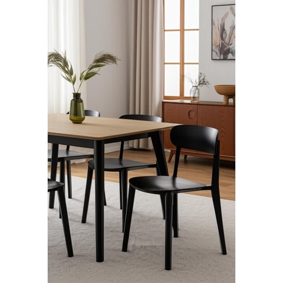 HomeRoots 553939 Heavy Duty Plastic Dining Side Chairs Black - Set of 4