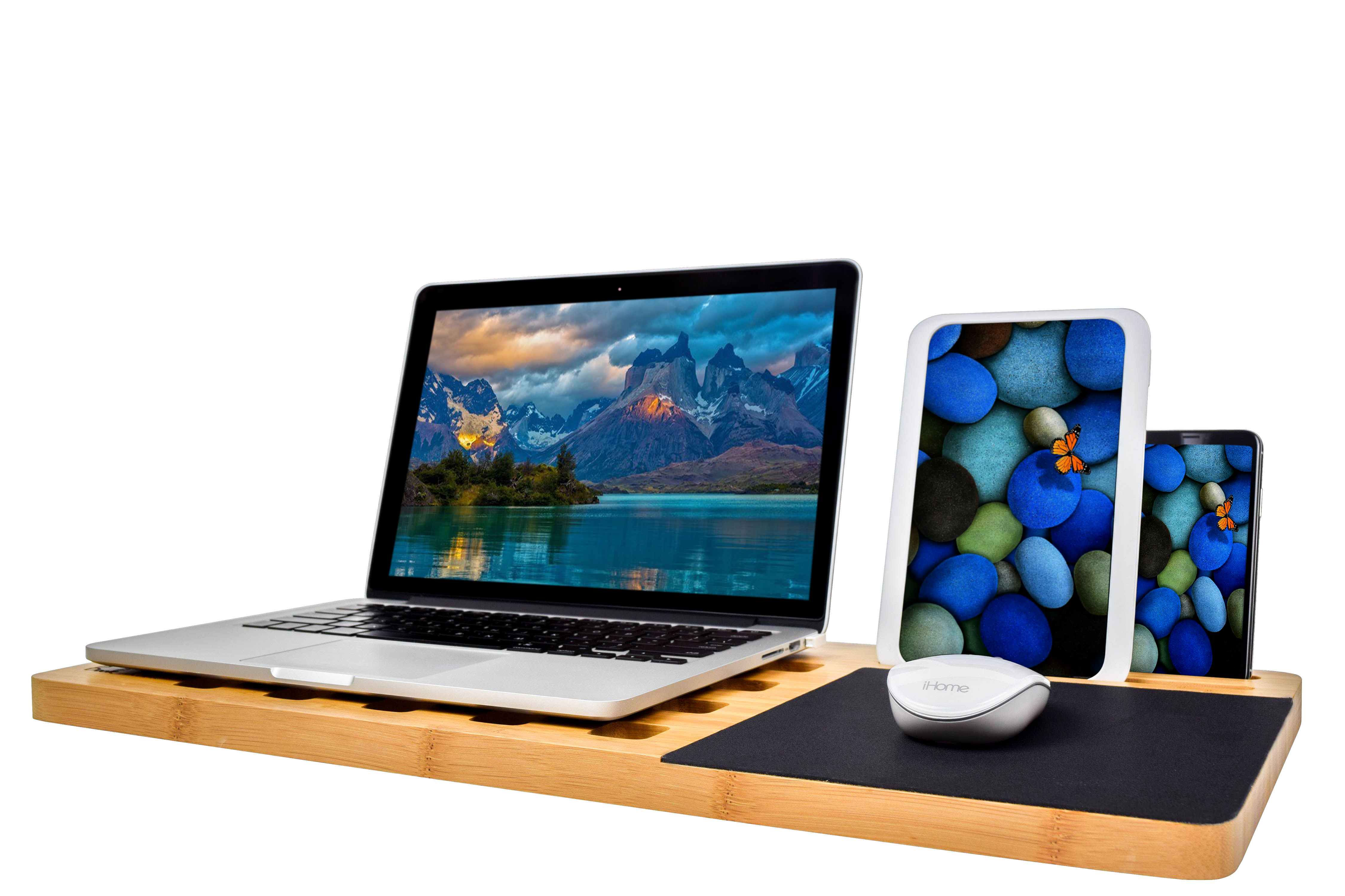 BOOKAHOLIC Lap Desk Enhanced Organic Bamboo Lap Tray with Vent Holes