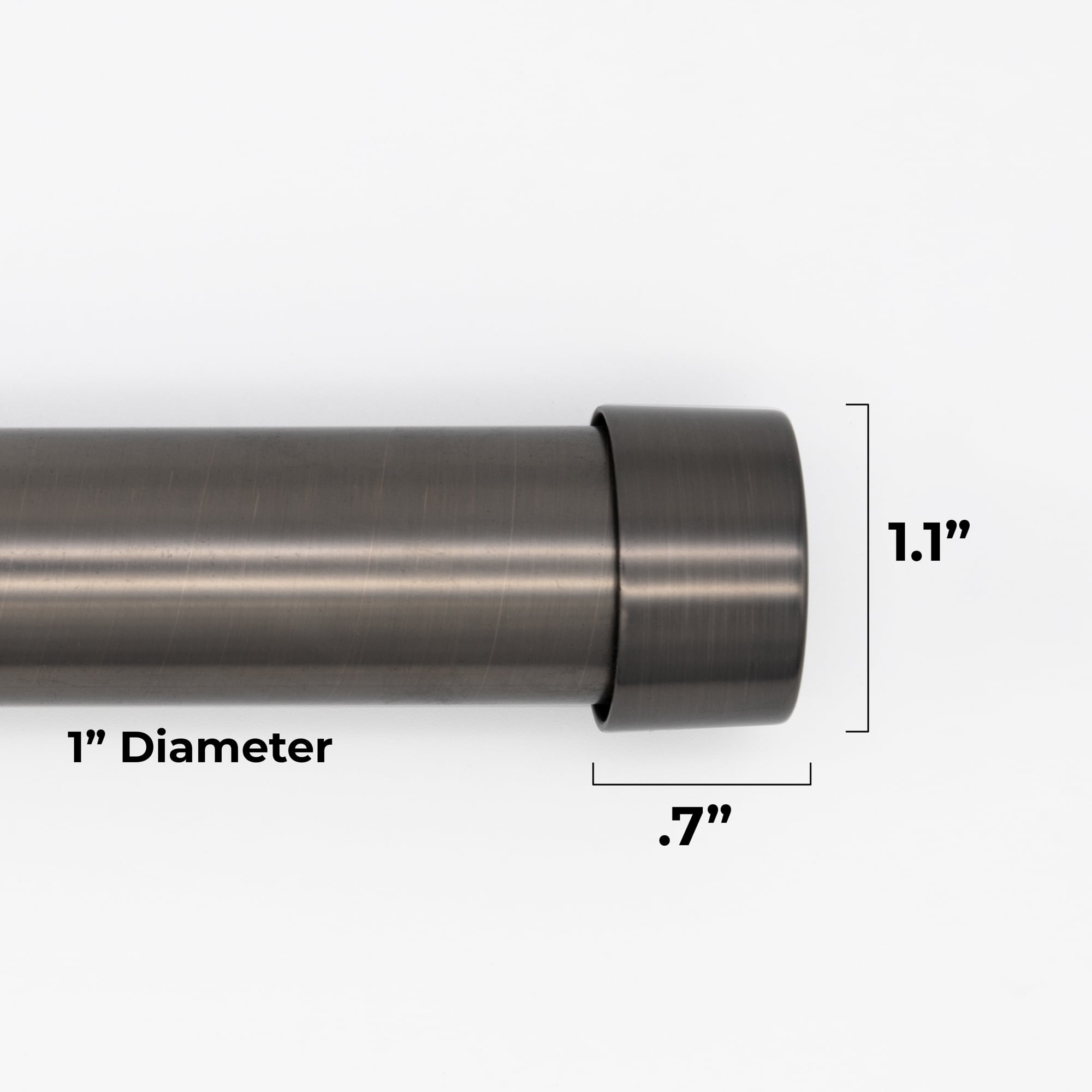 Better Homes & Gardens 1" Pewter Cap Adjustable Single Curtain Rod Set, 42"-120"