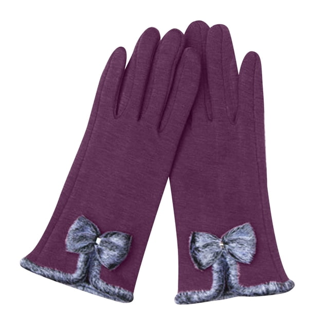 MIASHUI Gants Chauds pour Femmes Automne Hiver en Polaire Non Pelucheuse pour Cyclisme Extérieur, Gants Mignons Résistants au Froid et à l'Écran Tactile, Hiver, Compressibles, Couleur Unie Violet