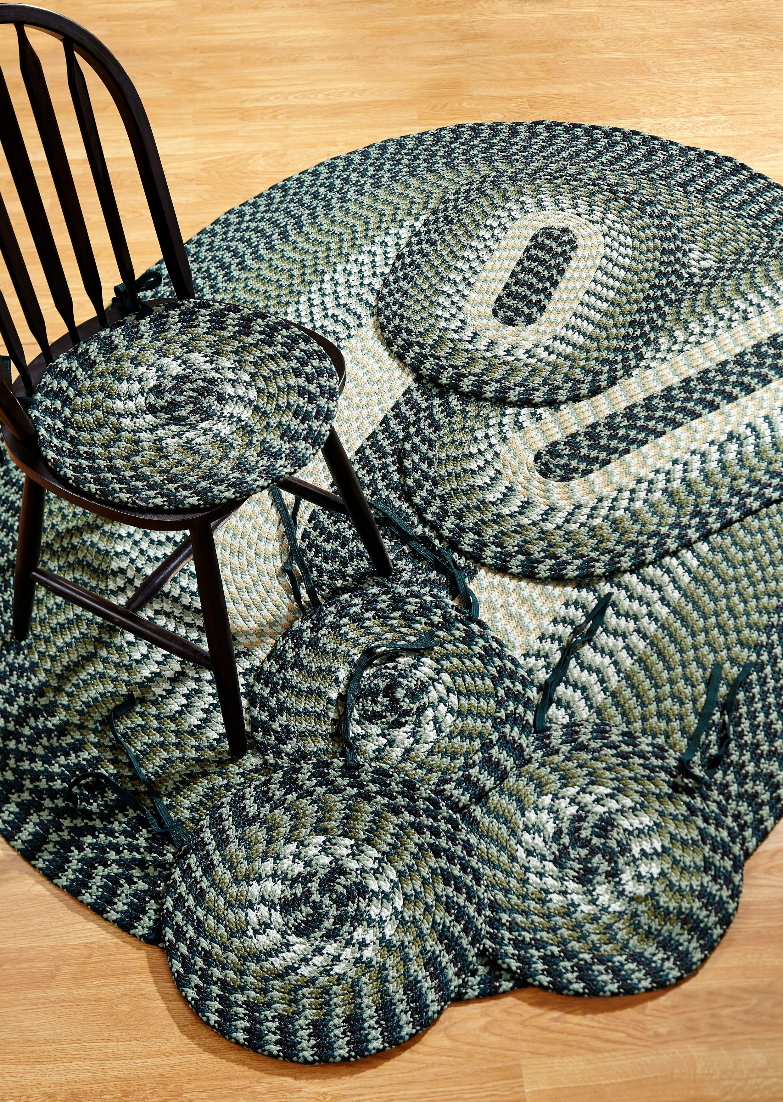 Better Trends Alpine Braided Rug 7PC Set Hunter Striped (50" X 80"20