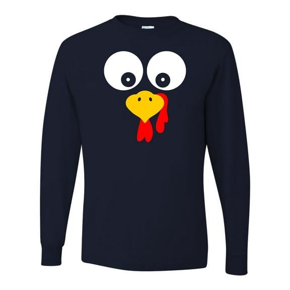 Adult Turkey Face Funny Thanksgiving Costume Long Sleeve T-Shirt