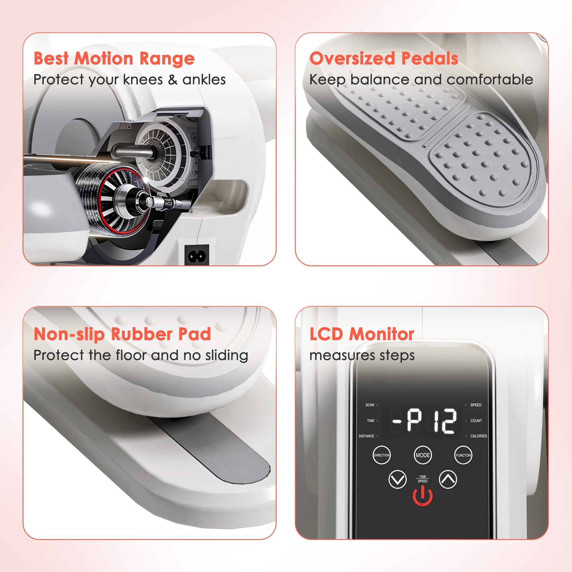 Acpouw Under Desk Elliptical Machine for Seniors & Rehab – 12 Speeds, Remote, Silent, Bidirectional Pedals