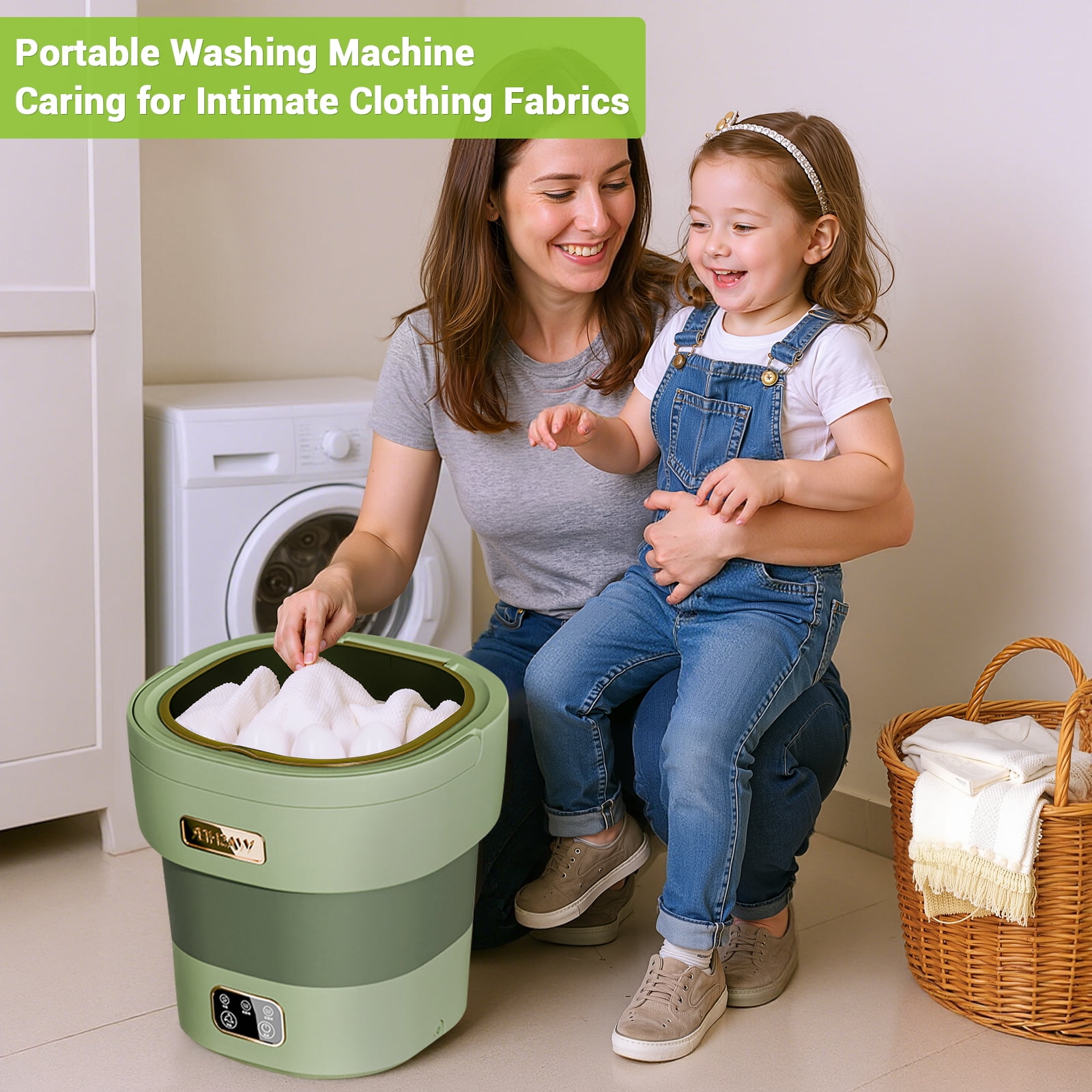 Mini Washing Machine and Dryer, 12L Foldable Collapsible Washer for Underwear, Baby Clothes, Socks, Ideal for Apartment Use